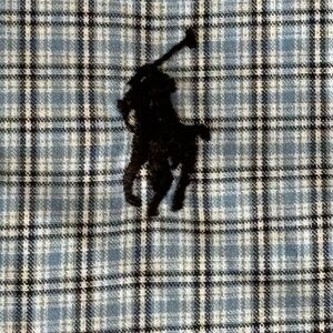 Ralph Lauren Classic Fit Light Blue Plaid Polo with Black Pony Logo